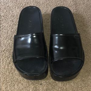 Prada black suede platform sandals